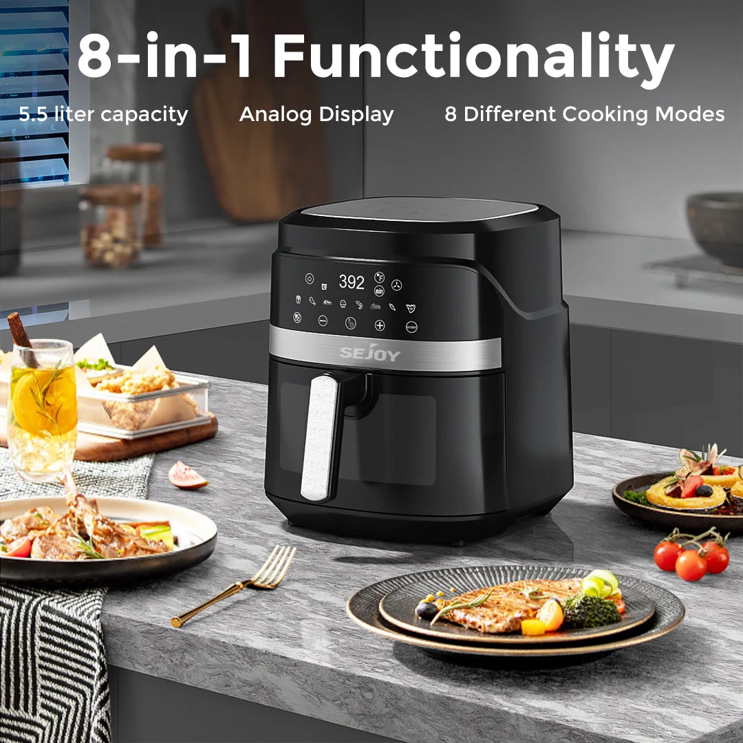 Air fryer 8-in-1,6L Electric Hot fryer Oven Oilless Cooker,Roast, Bake, Plus Bake, Dehydrate, and Keep Food Warm, 120V