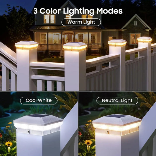 "Solar Post Cap Lights 6/12-Pack, 40-LED 30-Lumen 4x4 Fence Lights, 3 Modes for Wood/Vinyl Posts"