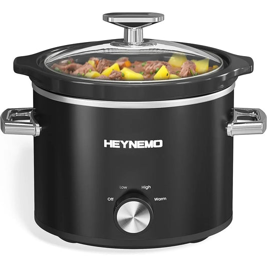 2 QT Small Slow Cooker Adjustable Temperature Ceramic Pot Easy Cleanup Nutrient Preservation Ideal Sauces Stews Dips Single