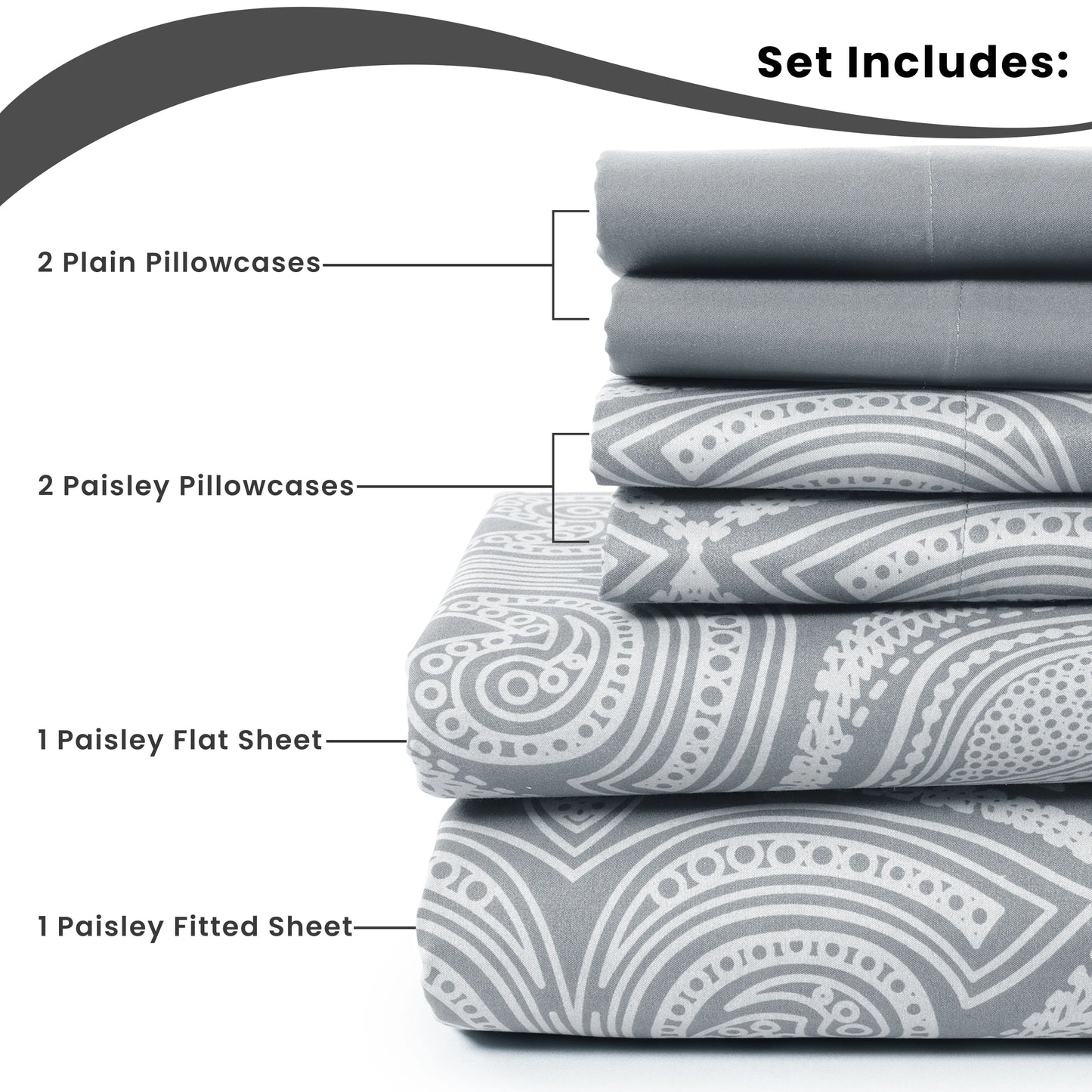 Lux Decor 6Pc Paisley Sheet Set