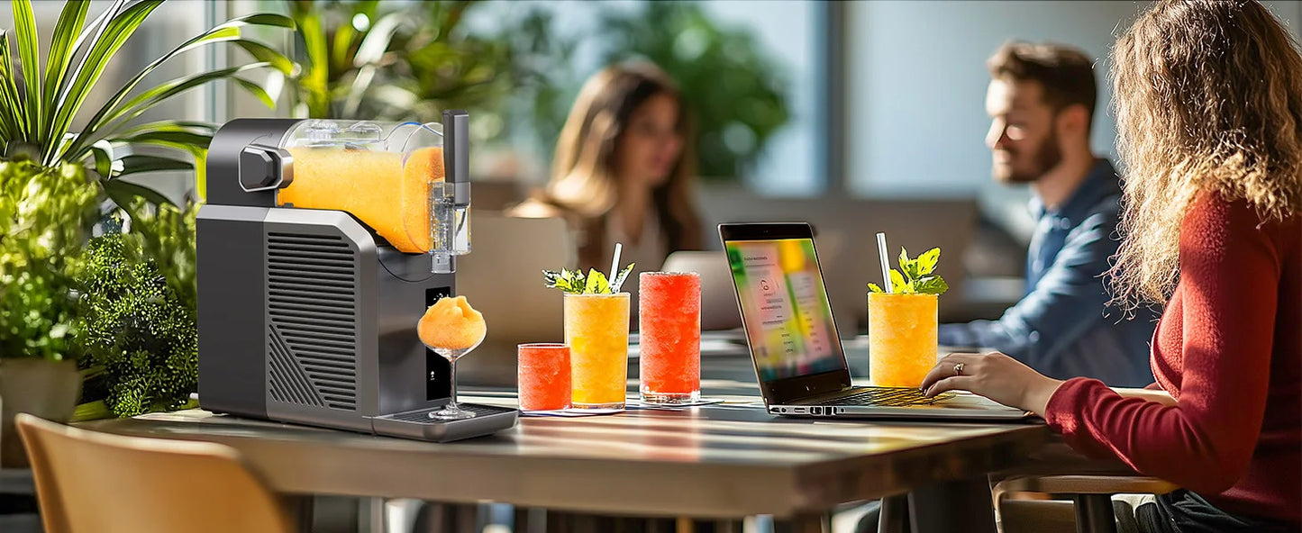 7 in 1 Professional Home Slushie Machine No Ice Needed Rapid Chill Technology Frozen Drink & Slushie Machine Automatic cleaning
