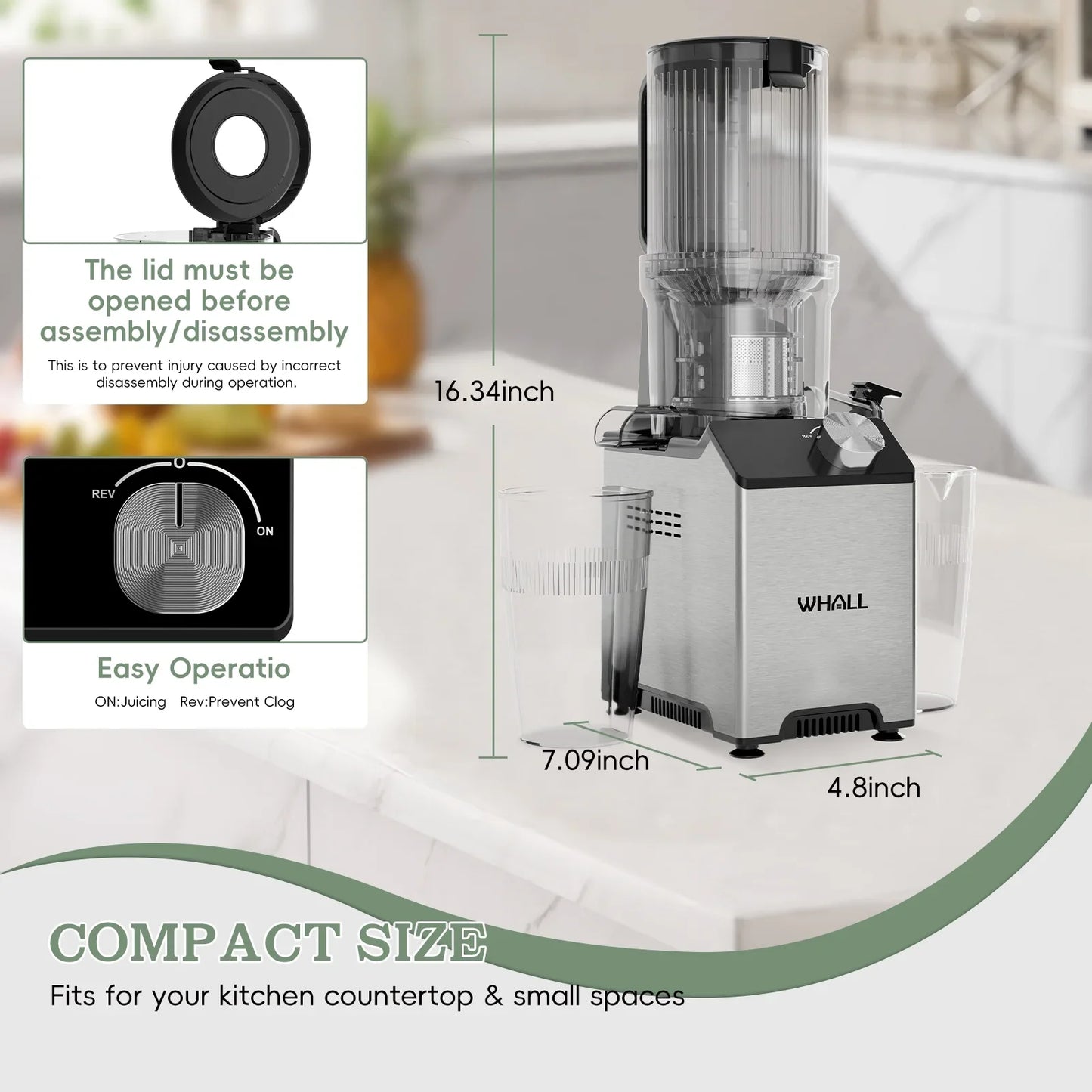 WHALL Cold Press Juicer – Efficient, Quiet, and Easy to Use  Start your day with a refreshing, nutrient-packed juice