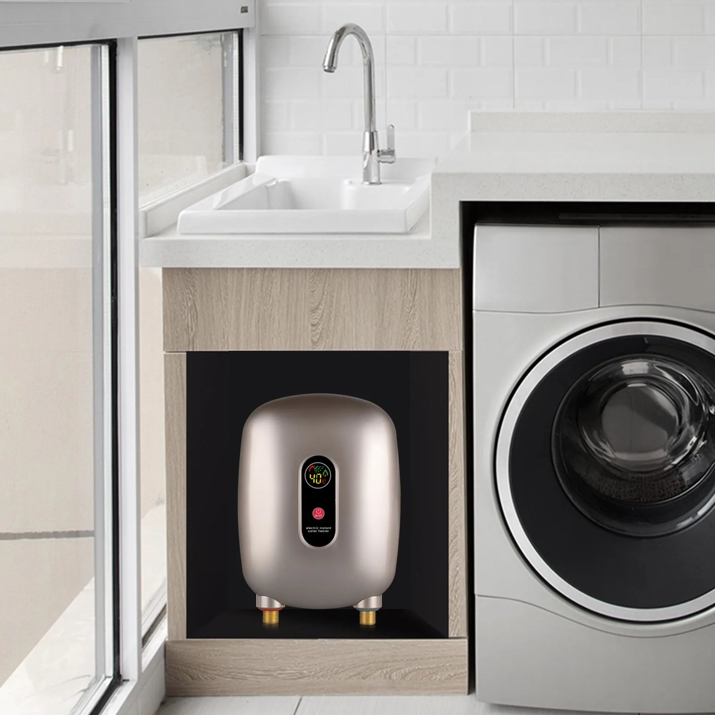 Mini Gold Tankless Instant Water Heater Electric Heater Shower Kitchen Tap Faucet 3KW 110V for Bathroom Kitchen