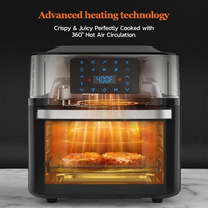 Air Fryer Oven Large 20 QT, 10-in-1 Toaster Oven Air Fryer Combo with Window for Family, Airfryer Oven with Rotisserie, 3 Dehydr