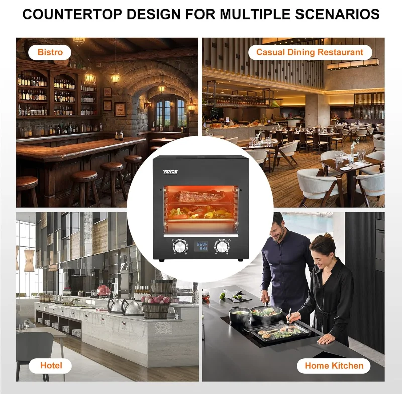 VEVOR Electric Steak Grill, 1800W Smokeless Infrared Electric Broiler, 1450°F Stainless Steel Steak Cooker