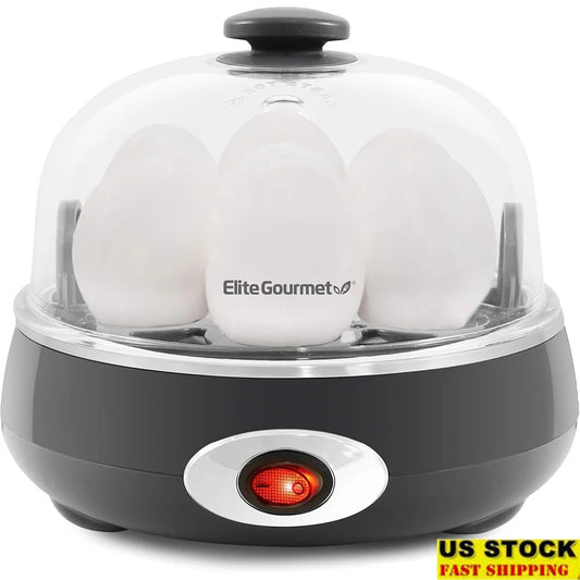 Rapid Egg Cooker 7 Egg Capacity Easy Peel Hard Medium Soft Boiled Auto Shut-Off Timer Omelet Maker 16 Recipe Included