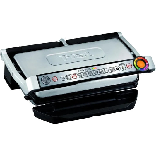 T-Fal OptiGrill Stainless Steel XL Electric Grill 6 Servings 9 Intelligent Automatic Cooking Modes 1800 Watts
