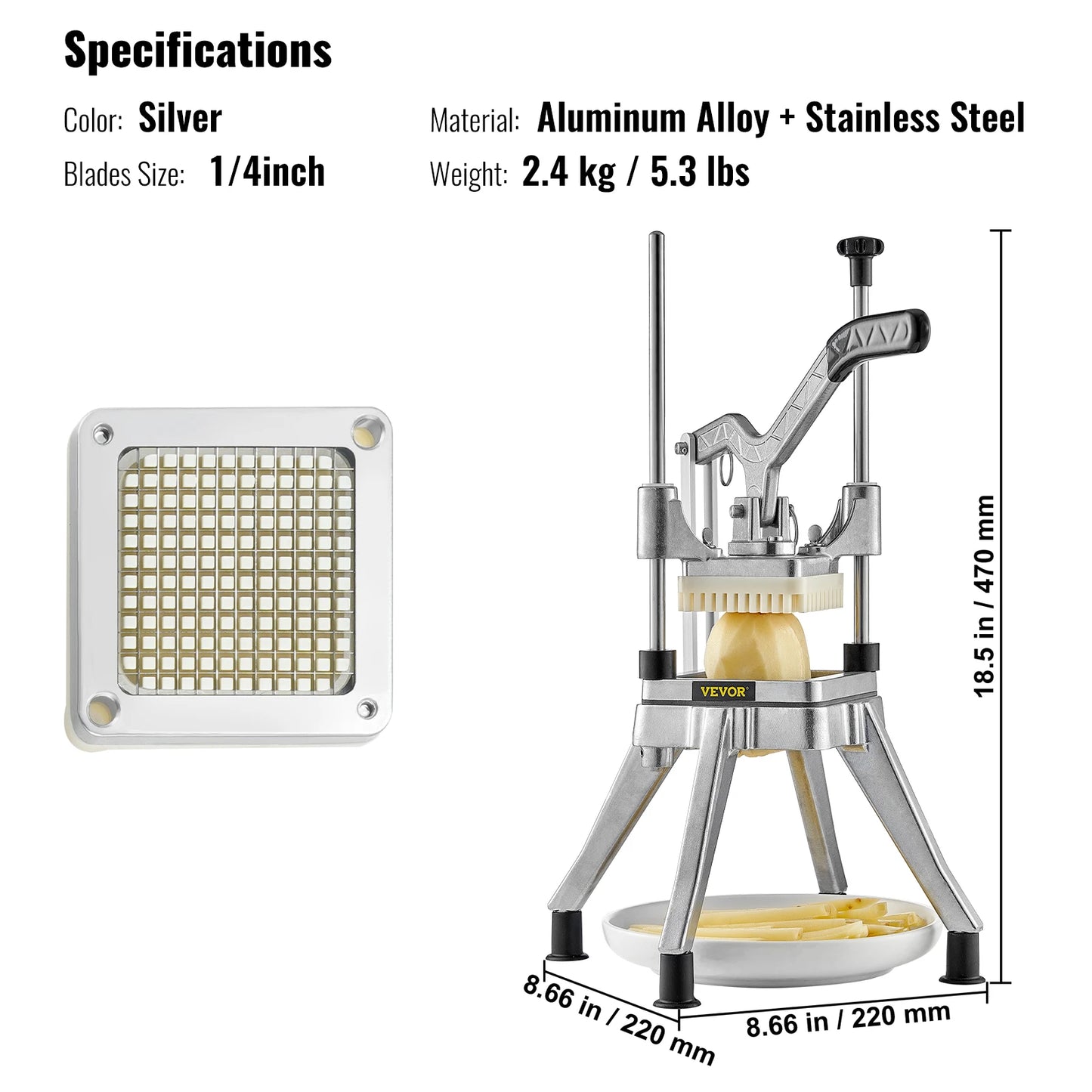 SucceBuy Commercial Vegetable Fruit Heavy Duty Professional Food Dicer Kattex French Fry Cutter Onion Slicer Stainless Steel