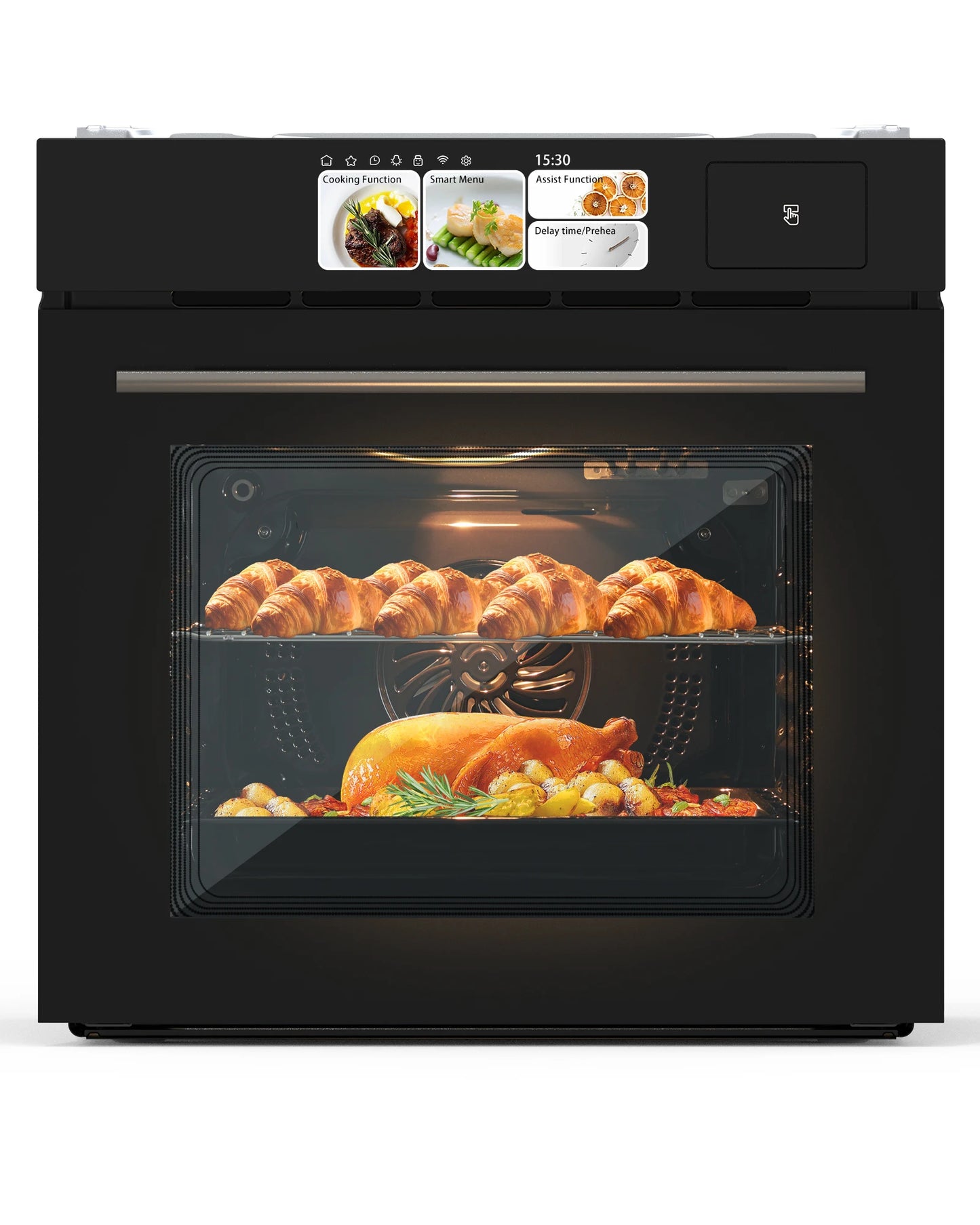 2.5 Cu.ft Built-in Electric Wall Oven With TFT Display 8 Cooking Modes In Steam, Grill, Air Frying Mode For Kitchen Restaurant