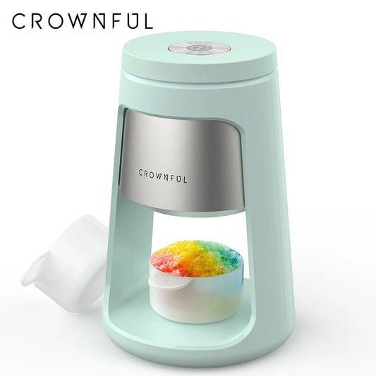 Crownful Shaved Ice Machine Mini Ice Crusher Electric Shaved Ice Milkshake Maker Household Portable Small Hail Machine with Cups