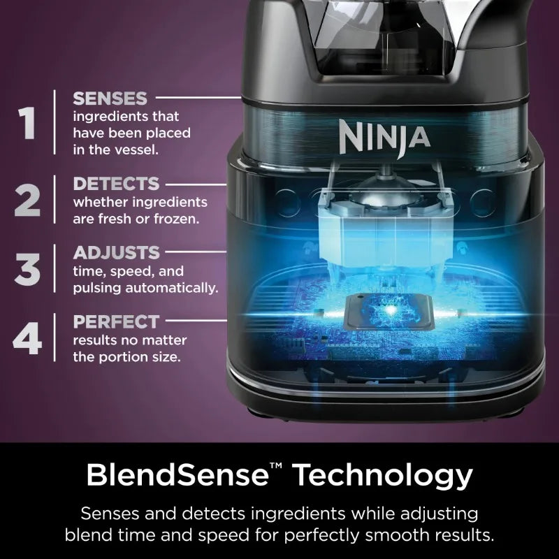 Ninja Detect Kitchen System Power Blender + Processor with Blend Sense Technology, Silver, TB400