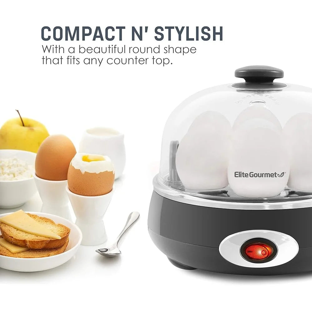 Rapid Egg Cooker 7 Egg Capacity Easy Peel Hard Medium Soft Boiled Auto Shut-Off Timer Omelet Maker 16 Recipe Included