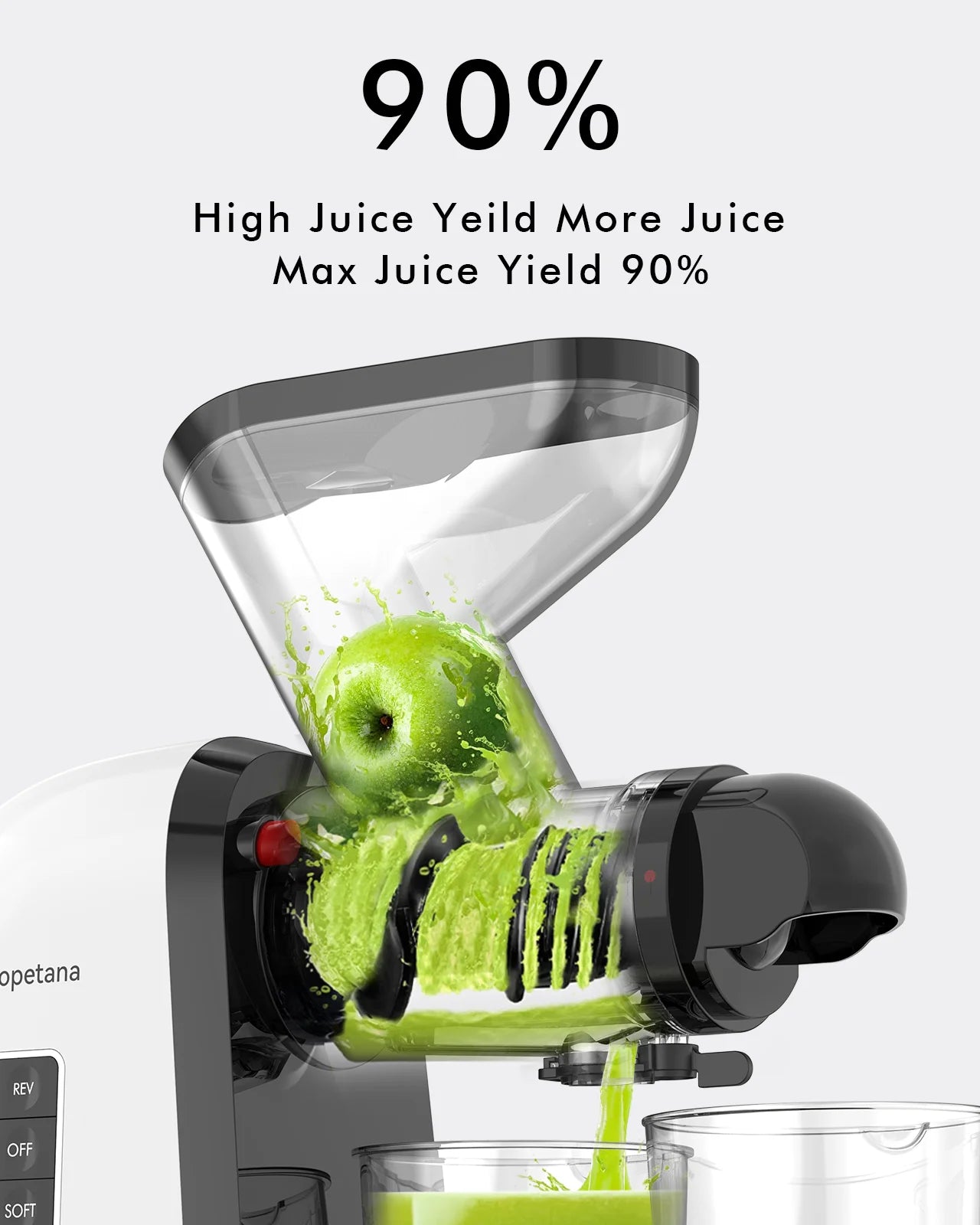 Cold Press Juicer Machine, 3" Wide Dual Feed Chute Slow Masticating Juicer, Anti-Clog Function, Easty to Clean (White)