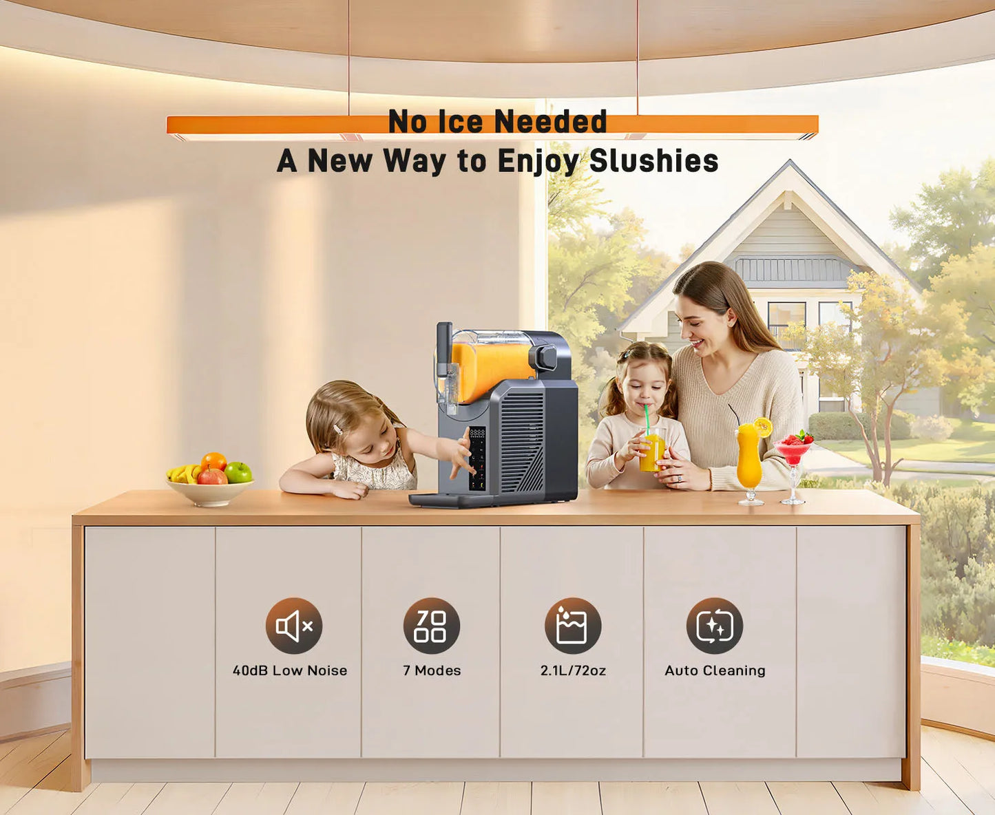7 in 1 Professional Home Slushie Machine No Ice Needed Rapid Chill Technology Frozen Drink & Slushie Machine Automatic cleaning