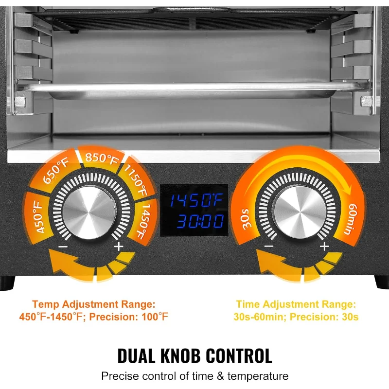VEVOR Electric Steak Grill, 1800W Smokeless Infrared Electric Broiler, 1450°F Stainless Steel Steak Cooker