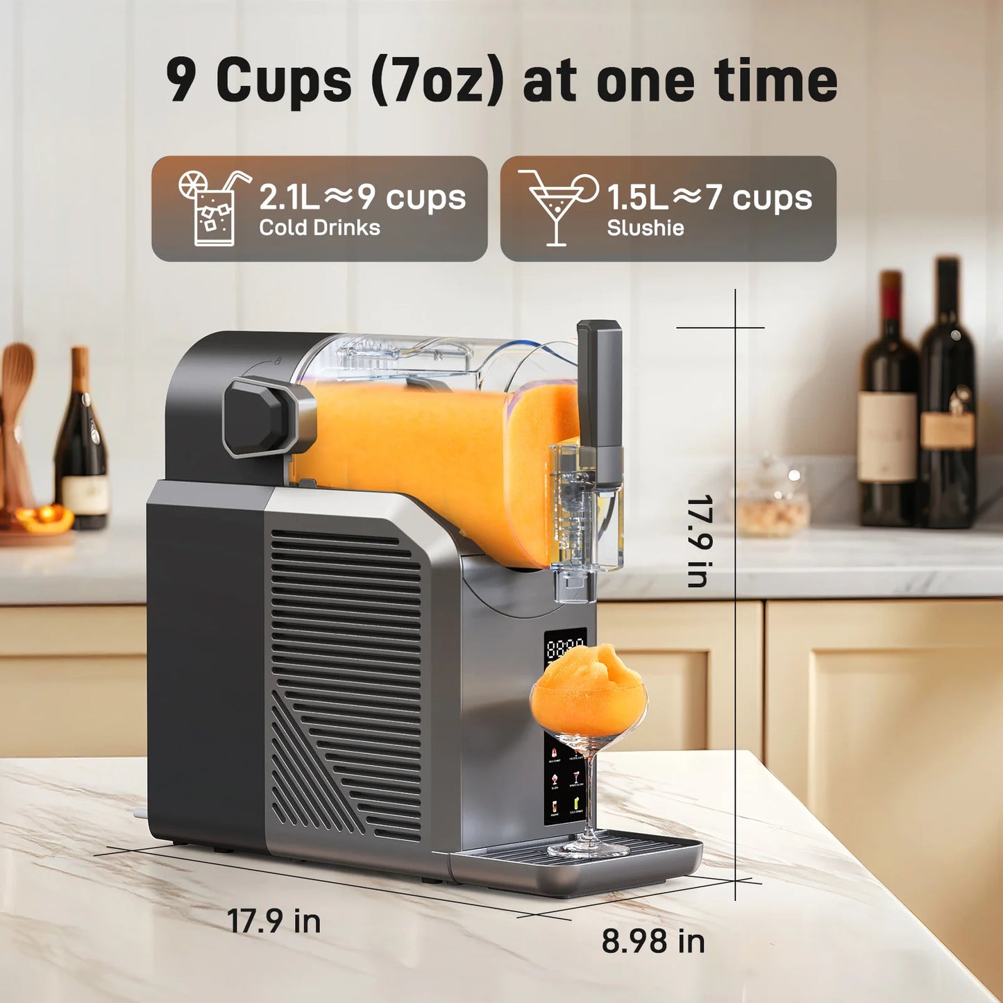 7 in 1 Professional Home Slushie Machine No Ice Needed Rapid Chill Technology Frozen Drink & Slushie Machine Automatic cleaning