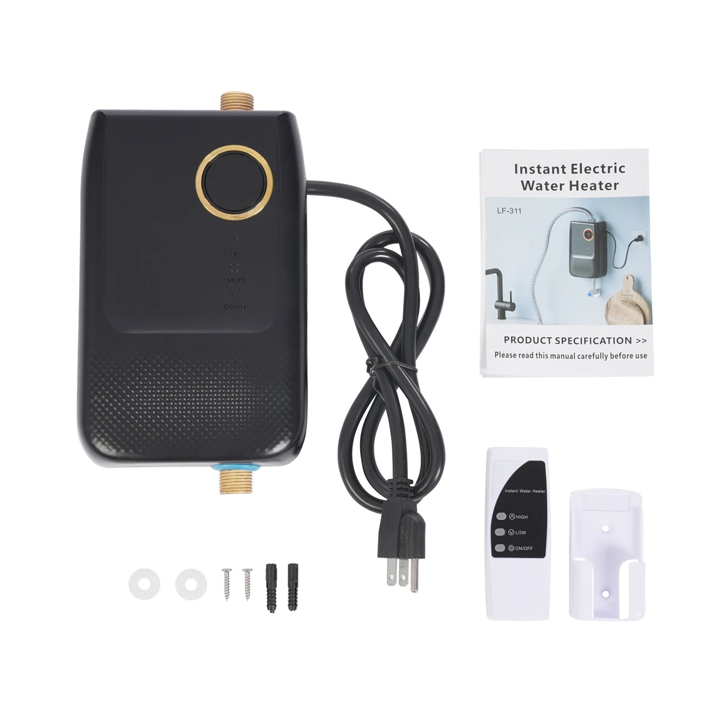 Wall Mounted Instant Small Electric Water Heater Energy Saving Remote Control Touch Button LED Display for Home and Kitchens