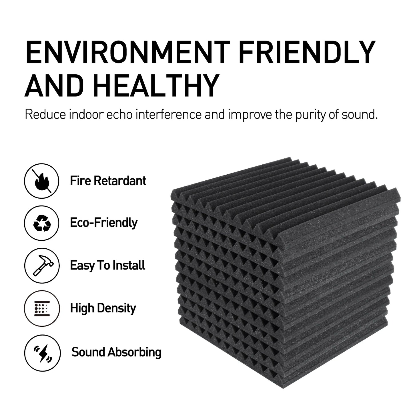 52 Pack Acoustic Foam Panels 1" x 12" x 12" Sound Proof Foam Panles Soundproofing Noise Cancelling Wedge Panels for Home Office