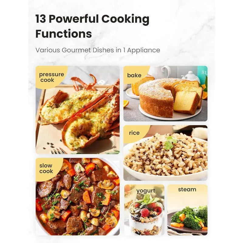 COMFEE’ 9-in-1 Electric Pressure Cooker, 6 Qt Instant Multi Cooker Olla de Presion Slow Cooker Rice Cooker Steamer Non-Stick Pot