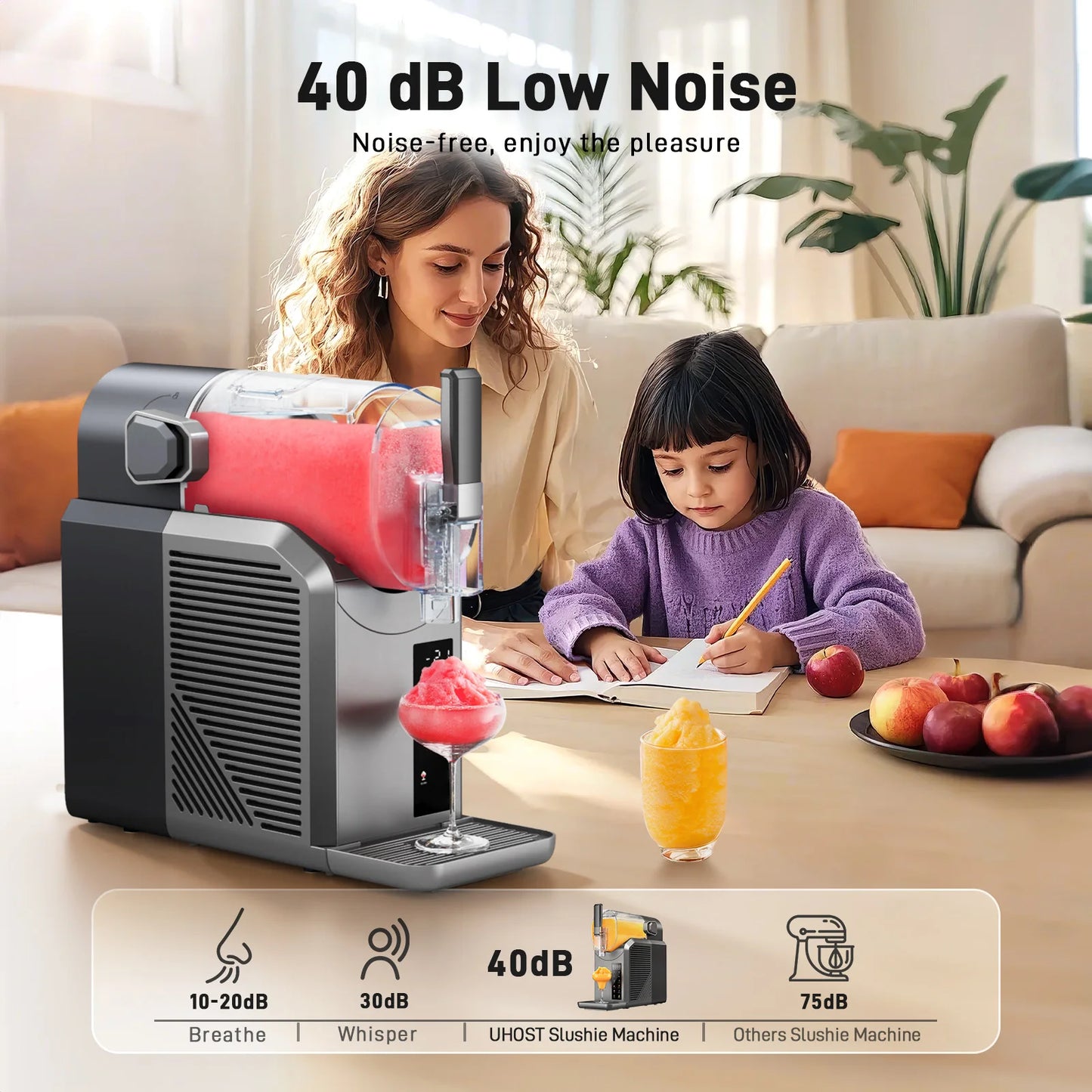 7 in 1 Professional Home Slushie Machine No Ice Needed Rapid Chill Technology Frozen Drink & Slushie Machine Automatic cleaning