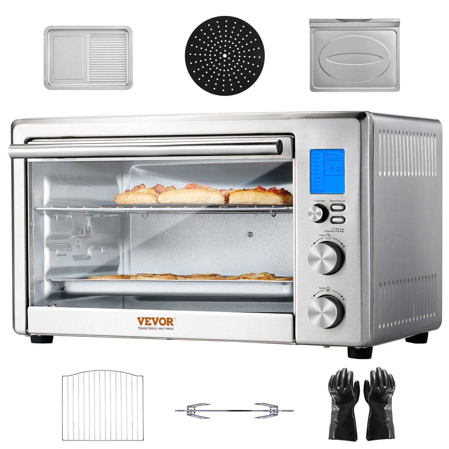 SucceBuy 10-IN-1 Convection Oven, 28L/29.6Qt Multifunctional Conventional Oven Countertop, 1800W 4-Tier Toaster