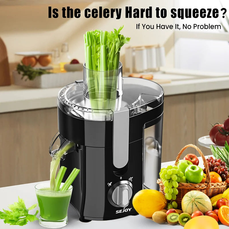 SEJOY Centrifugal Juicer Machine Compact Automatic Pulp Ejection Electric Citrus Juicer Extractor Machine Fruit Veg Blender