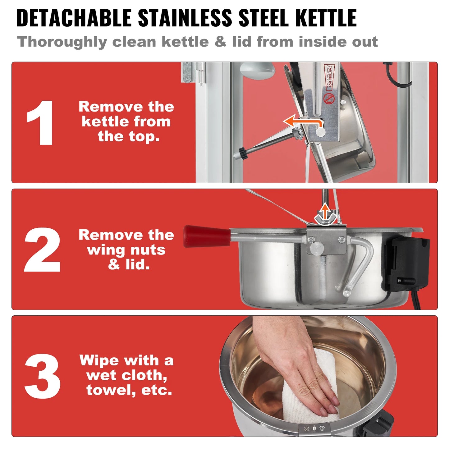 SucceBuy 8/12Oz Electric Popcorn Maker Commercial Popper Machine  Automatic Corn Cookware with Scoop Spoon SUS304 Heating Tube