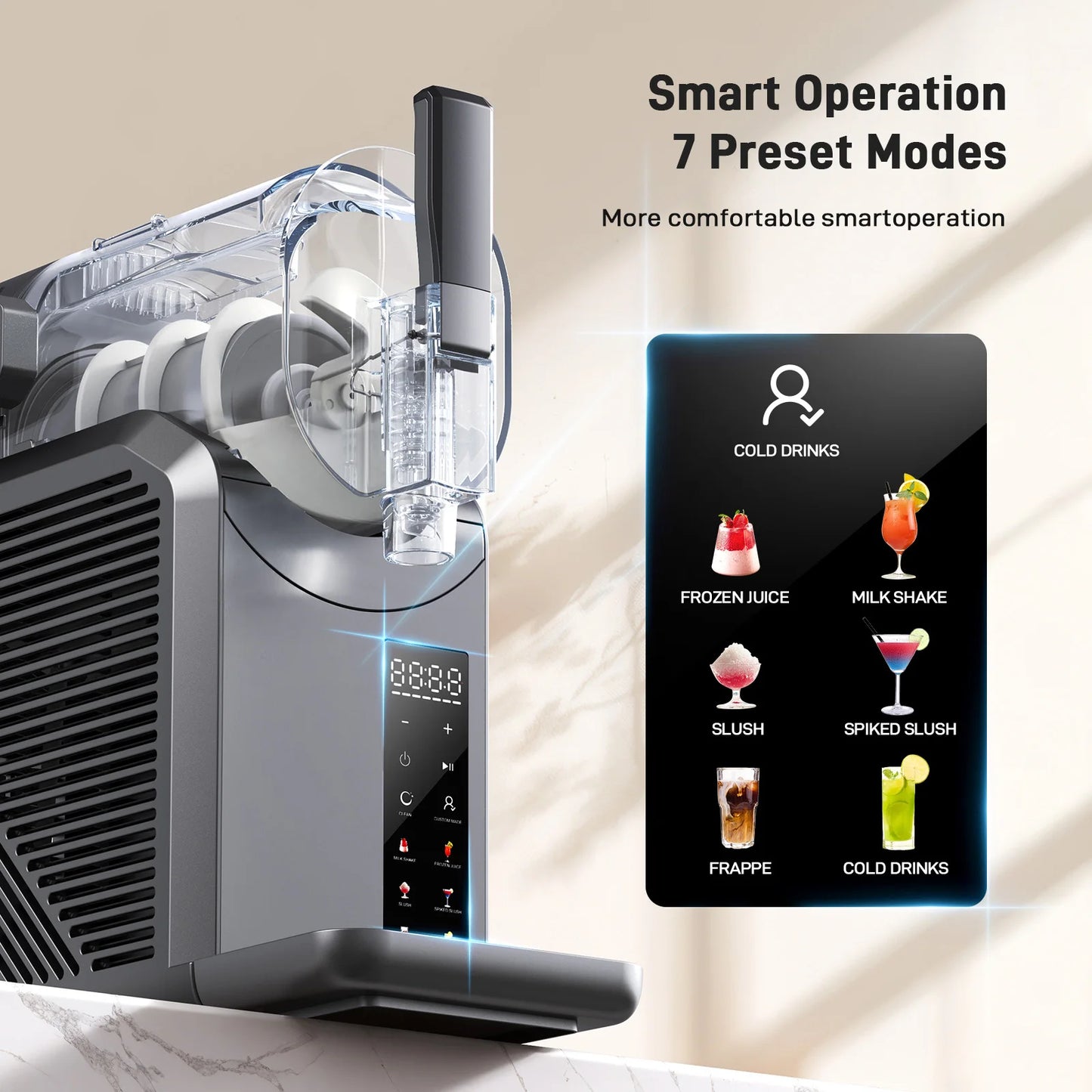 7 in 1 Professional Home Slushie Machine No Ice Needed Rapid Chill Technology Frozen Drink & Slushie Machine Automatic cleaning