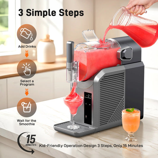 7 in 1 Professional Home Slushie Machine No Ice Needed Rapid Chill Technology Frozen Drink & Slushie Machine Automatic cleaning