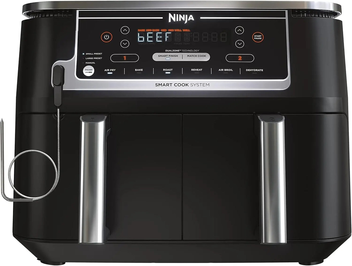 Ninja DZ201 Foodi 8 Quart 6-in-1 DualZone 2-Basket Air Fryer with 2 Independent Frying Baskets, Match Cook&Smart Finish to Roast