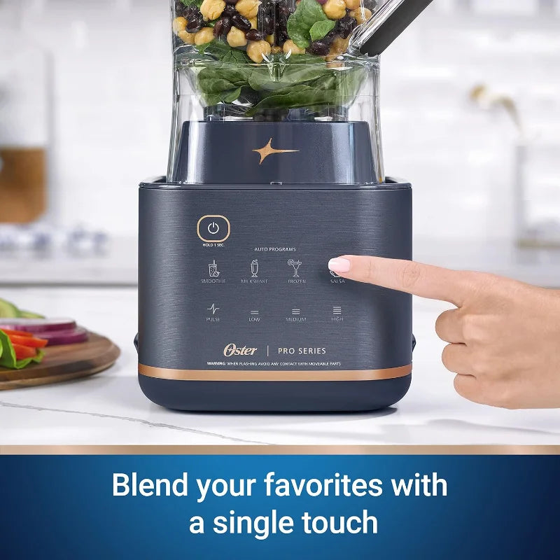 Oster Pro Series 2-in-1 Kitchen System with XL 9-Cup Tritan Jar, Food Processor and Tamper Tool, Dark Blue