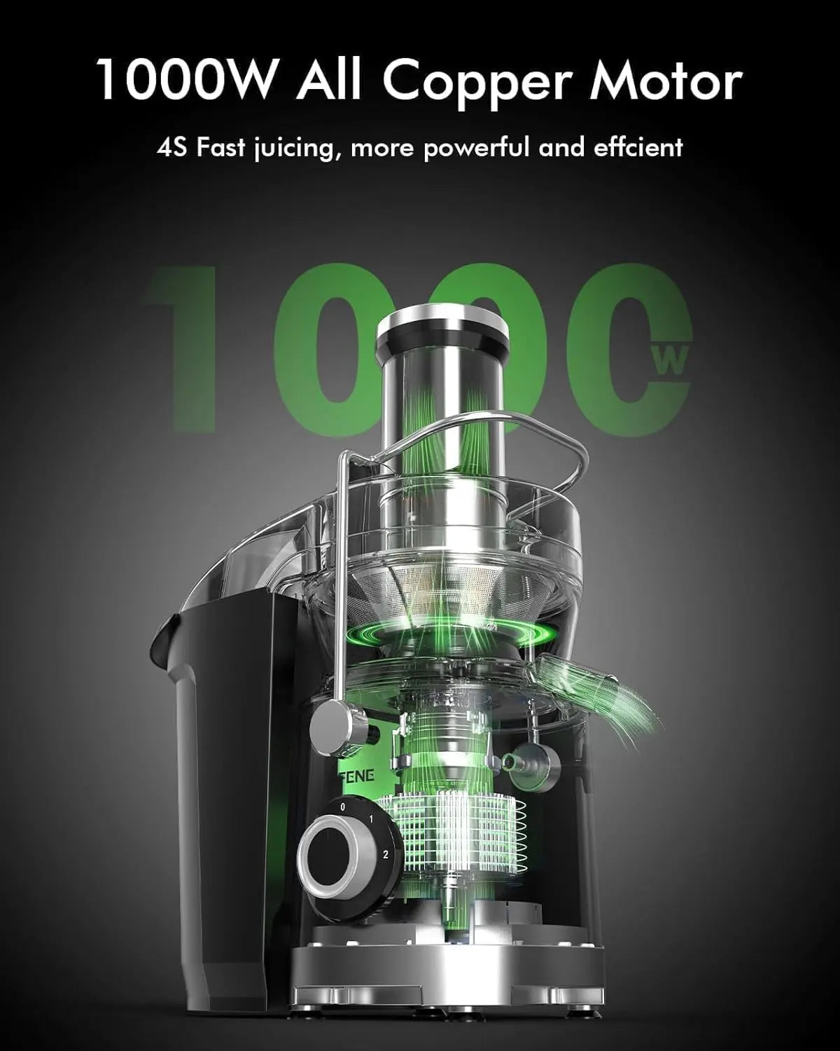 SIFENE 1000W Centrifugal Juicer Machine, 3.2" Wide Chute, High-Yield Juice Extractor, Copper Motor, 3-Speed, Easy Clean, Non-BPA
