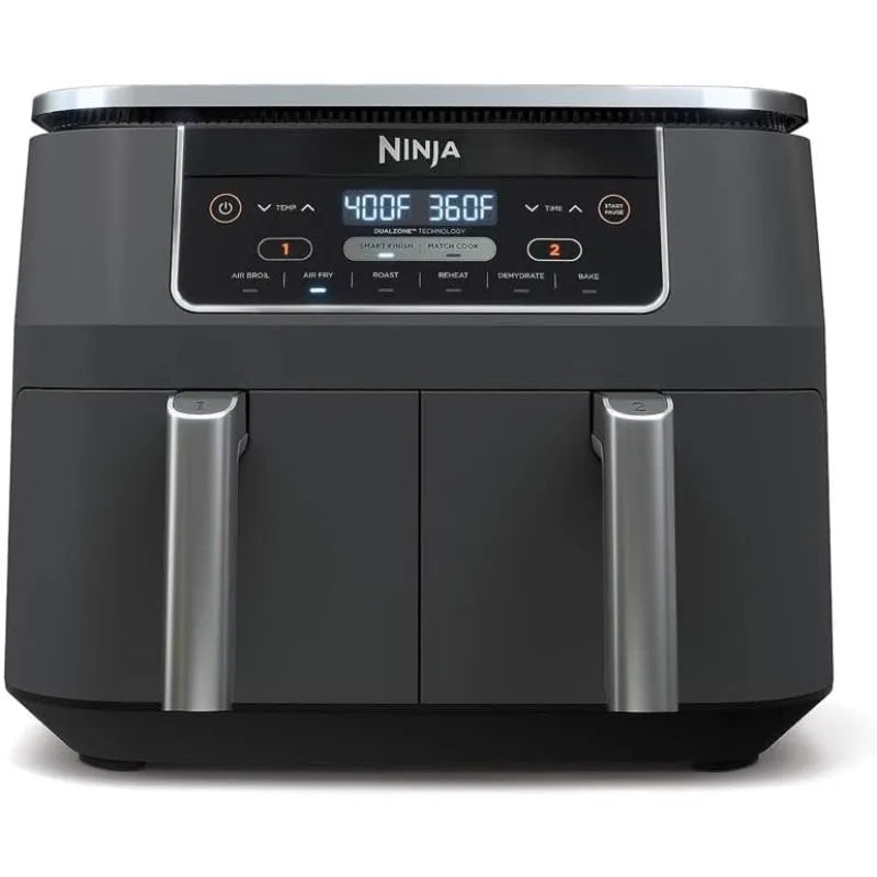 Ninja DZ201 Foodi 8 Quart 6-in-1 DualZone 2-Basket Air Fryer with 2 Independent Frying Baskets, Match Cook&Smart Finish to Roast
