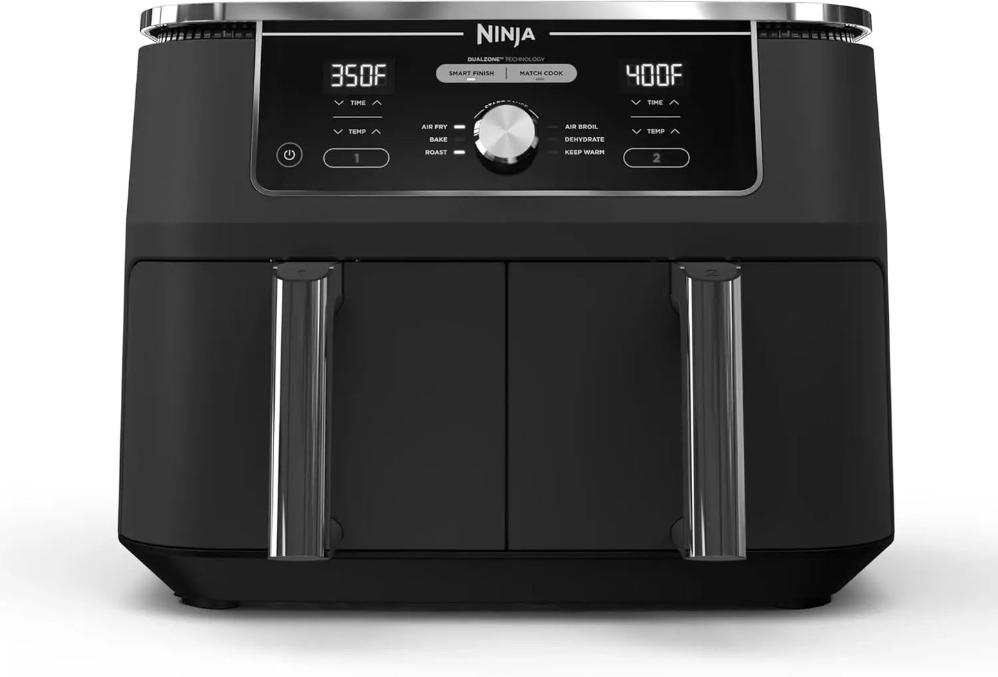 Ninja DZ201 Foodi 8 Quart 6-in-1 DualZone 2-Basket Air Fryer with 2 Independent Frying Baskets, Match Cook&Smart Finish to Roast