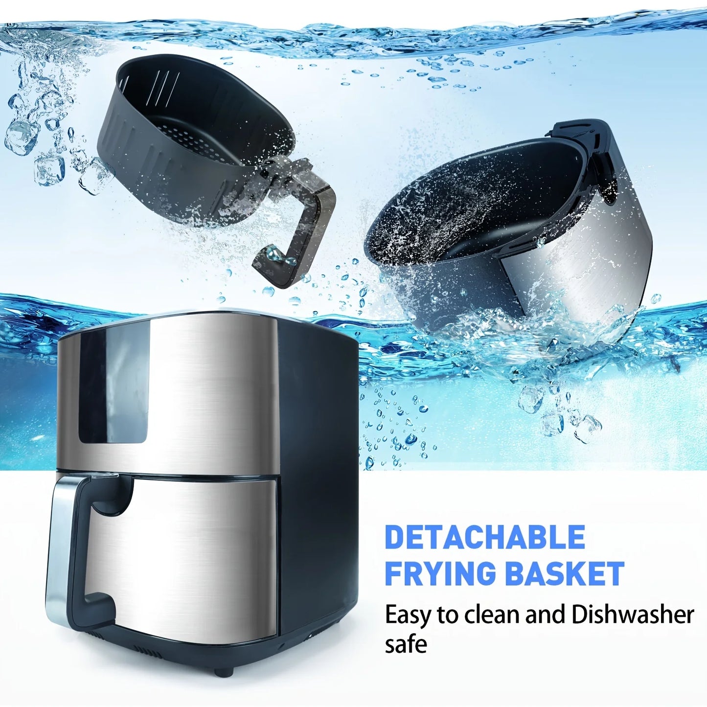 1PC KitCook Large Air Fryer XL, 1500W 120V 6.8QT Stainless Steel Air Fryers Oven, Nonstick Basket, LED Touch Screen