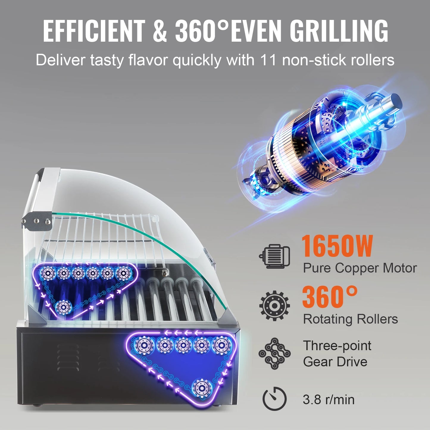 SucceBuy 5/7/11 Rods Commercial Hot Dog Roller Electric Sausage Maker Barbecue Grill Machine for Camping Party Home Appliance