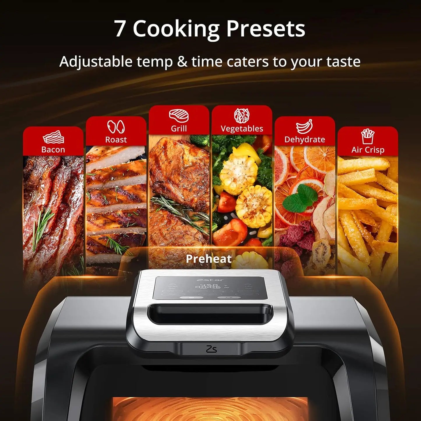 4QT 1750W Grill Air Fryer Combo with See-Through Window 7-in-1 Smokeless Electric Air Grill with Non-Stick Removable Plates