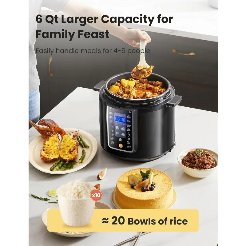 COMFEE’ 9-in-1 Electric Pressure Cooker, 6 Qt Instant Multi Cooker Olla de Presion Slow Cooker Rice Cooker Steamer Non-Stick Pot