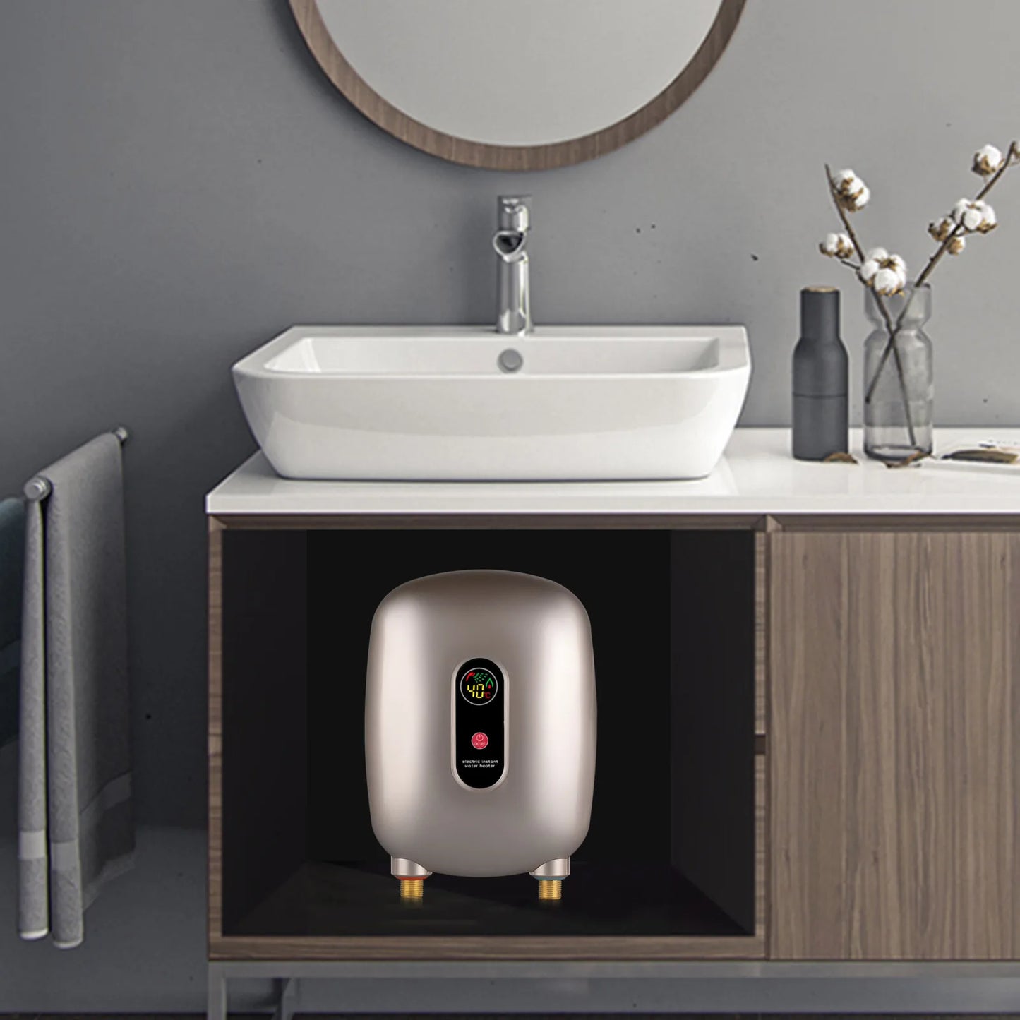 Mini Gold Tankless Instant Water Heater Electric Heater Shower Kitchen Tap Faucet 3KW 110V for Bathroom Kitchen